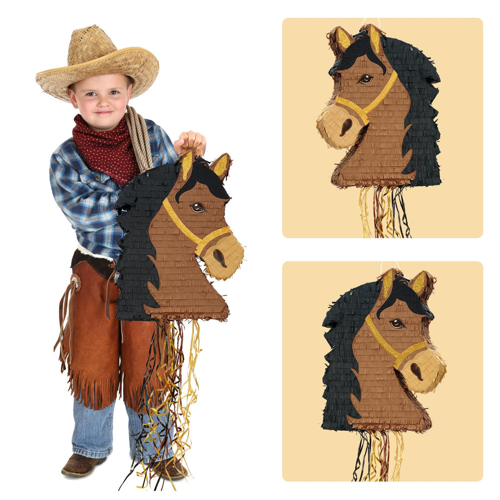 WERNNSAI horse pinata dimensions 16-5 x 13-4 x 3 inches.