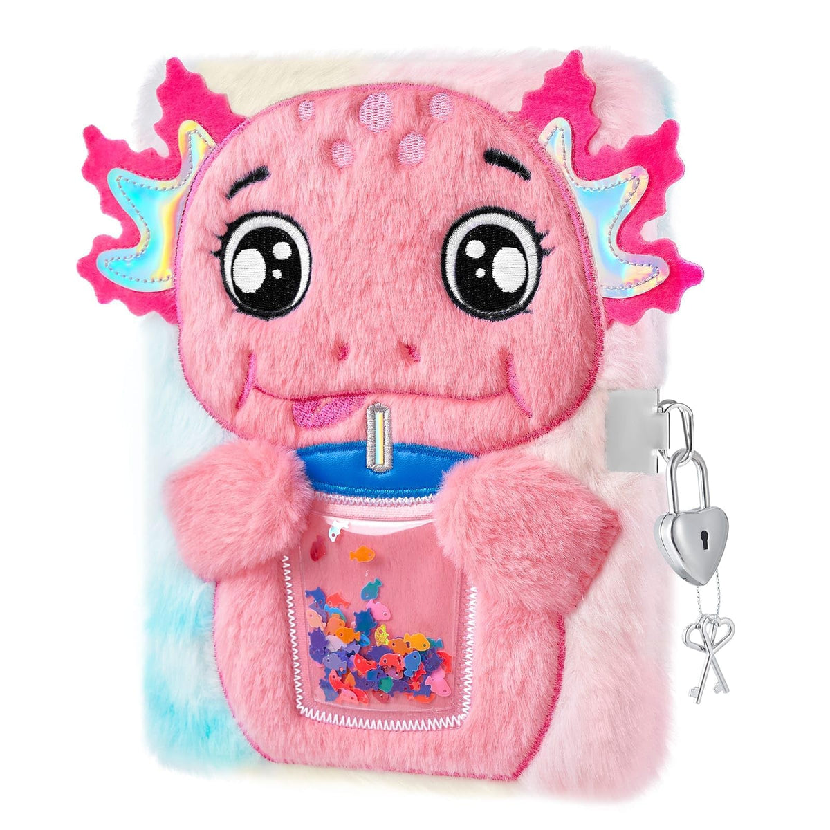 WERNNSAI plush axolotl diary cover showing soft texture for kids
