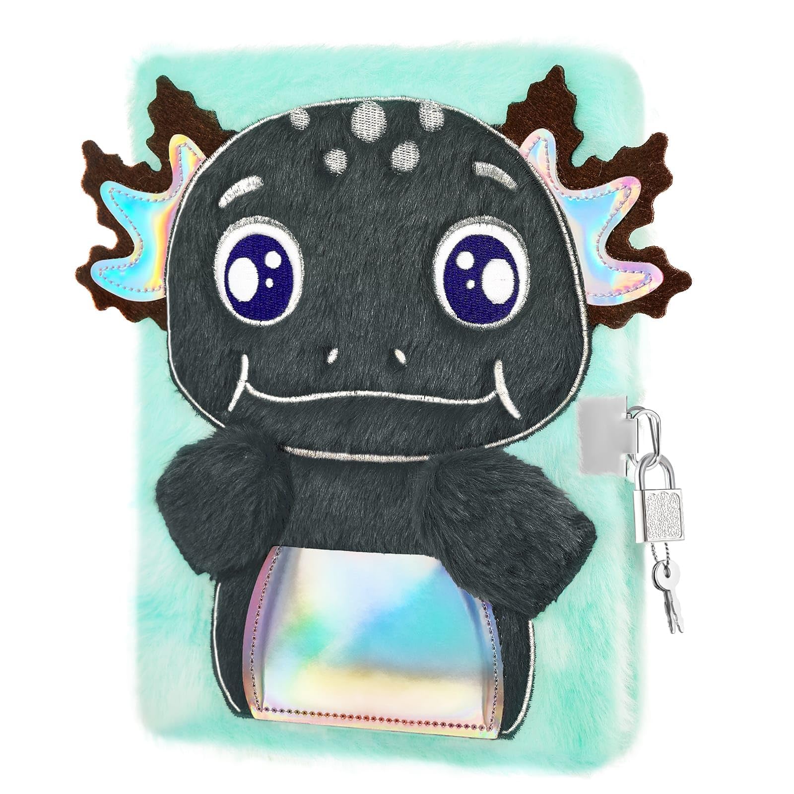 WERNNSAI Kids Plush Axolotl Diary cover offers soft plush texture for cozy writing