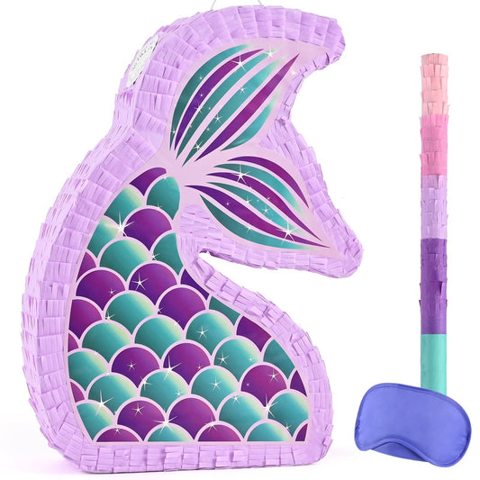 WERNNSAI Mermaid Piñata front view showcases vibrant mermaid design for festive parties.