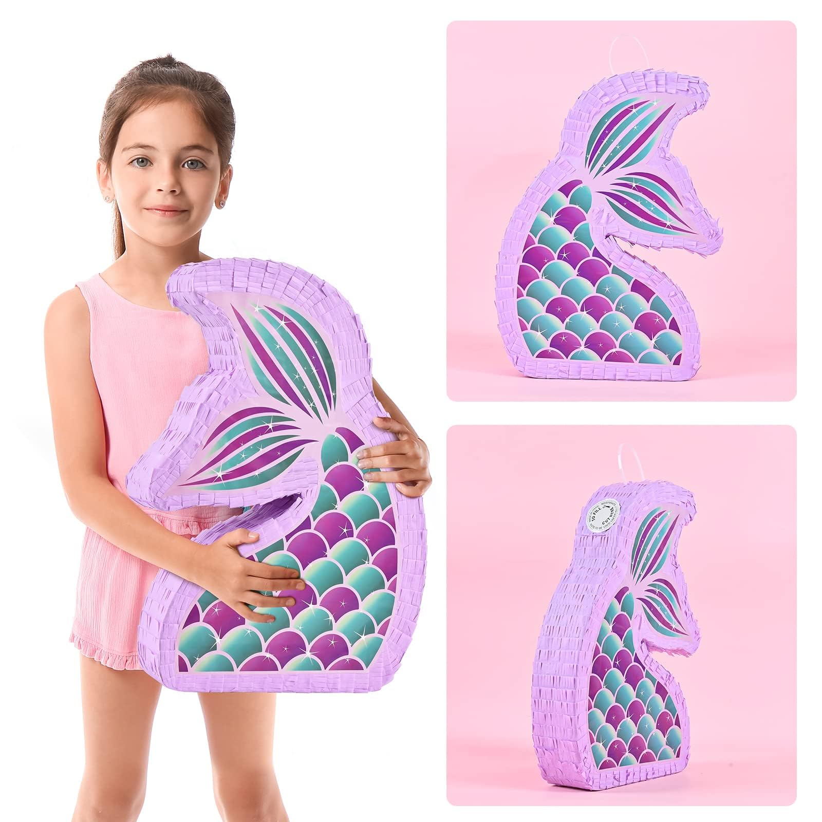 WERNNSAI Mermaid Piñata with mermaid stickers adds bright visual appeal.