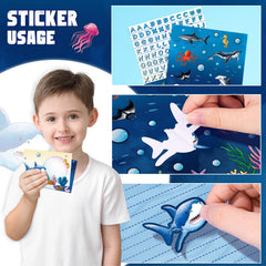 Ocean-themed stickers by WERNNSAI for decorating letters and crafts.