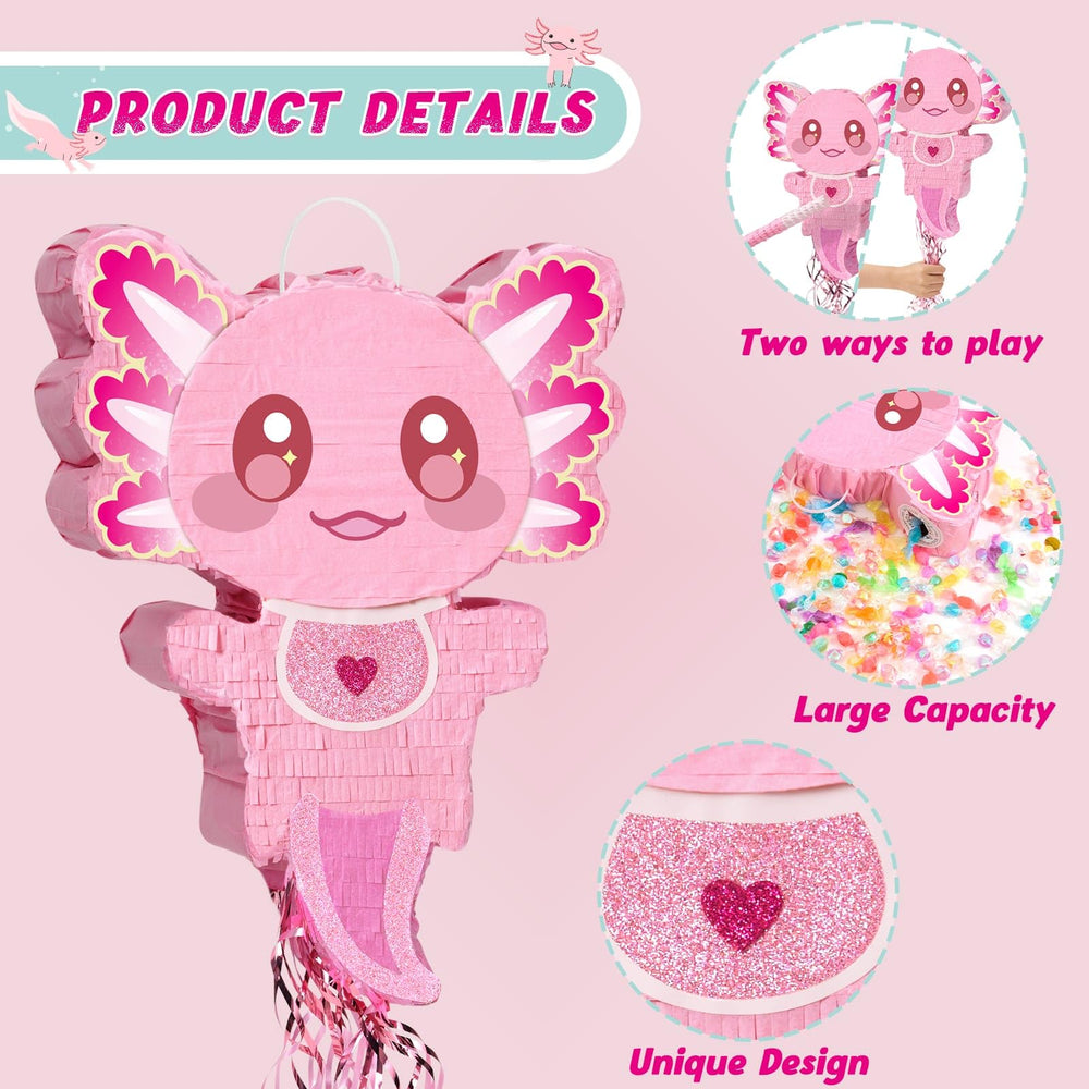 WERNNSAI pink axolotl pinata filling capacity up to 5lbs.