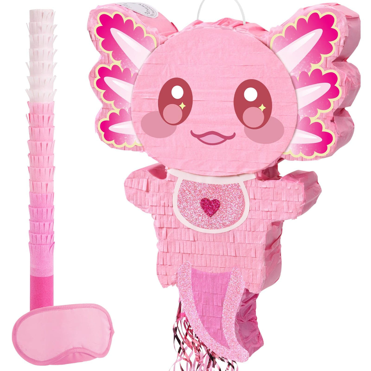 WERNNSAI pink axolotl pinata front view for playful party vibes.