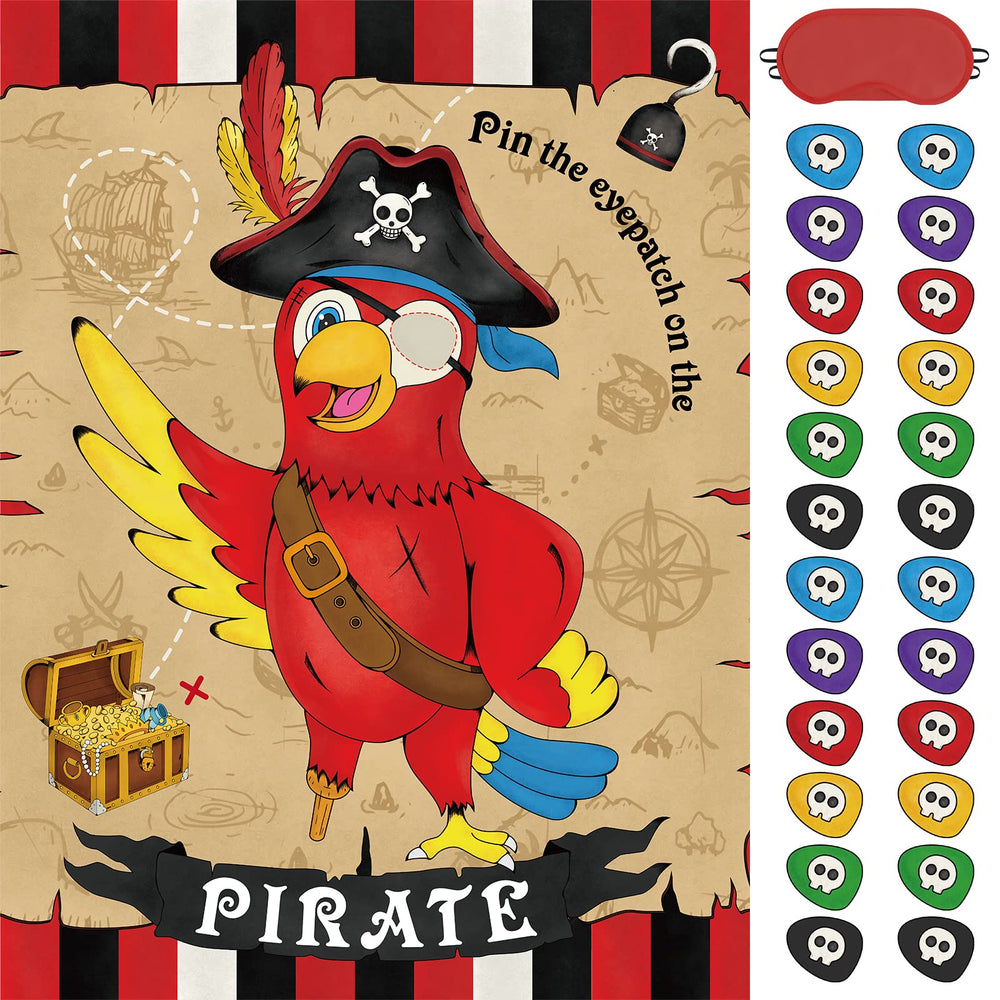 WERNNSAI pirate poster 28x21 as centerpiece for the eye patch game.