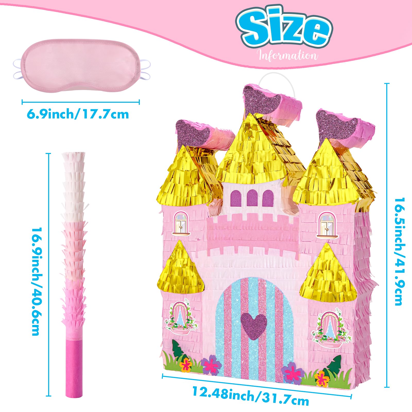 WERNNSAI Princess Castle Piñata hanging loop shows easy setup