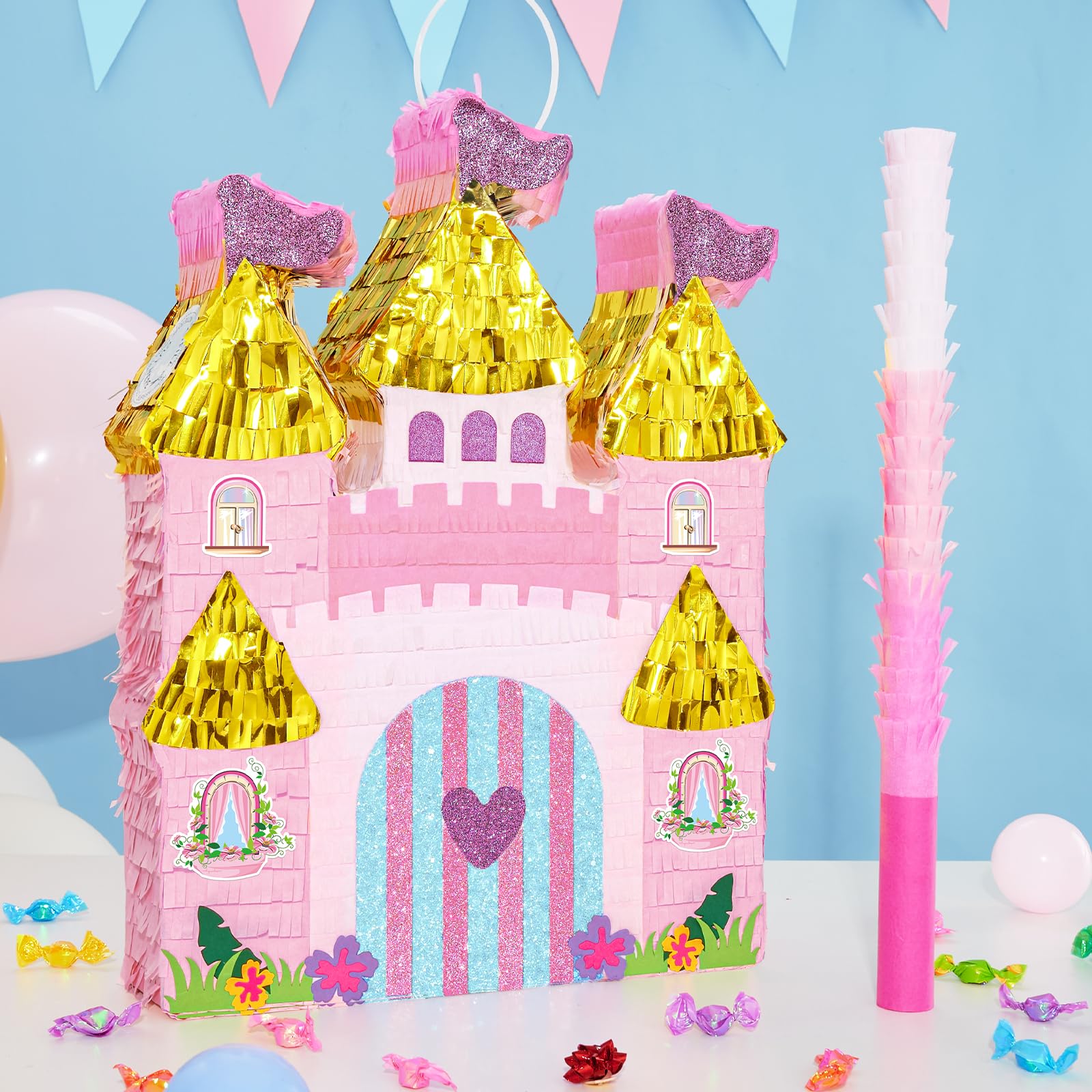 WERNNSAI Princess Castle Piñata side view for princess celebrations