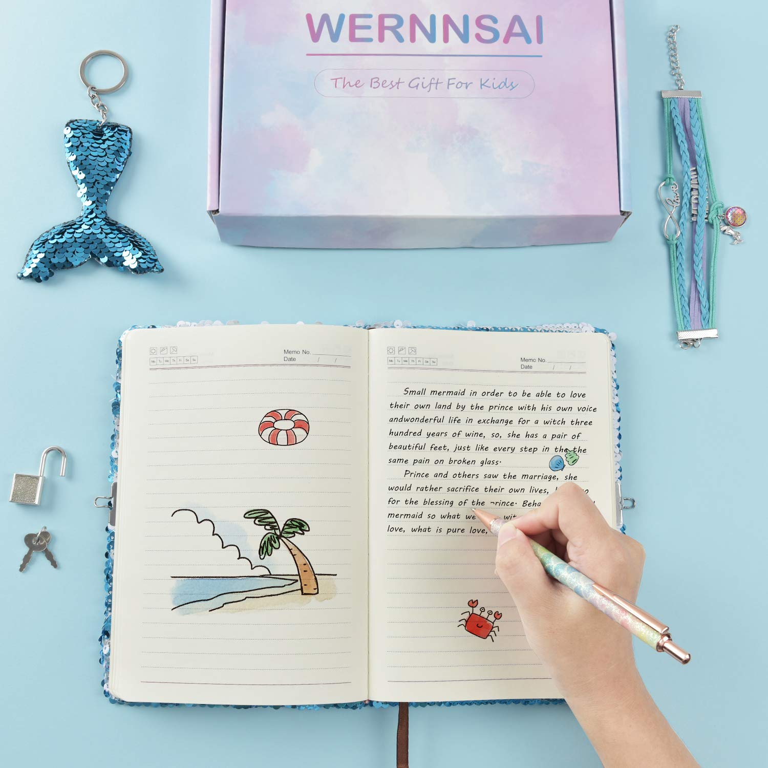 WERNNSAI lock and keys keep diary entries private during trips.