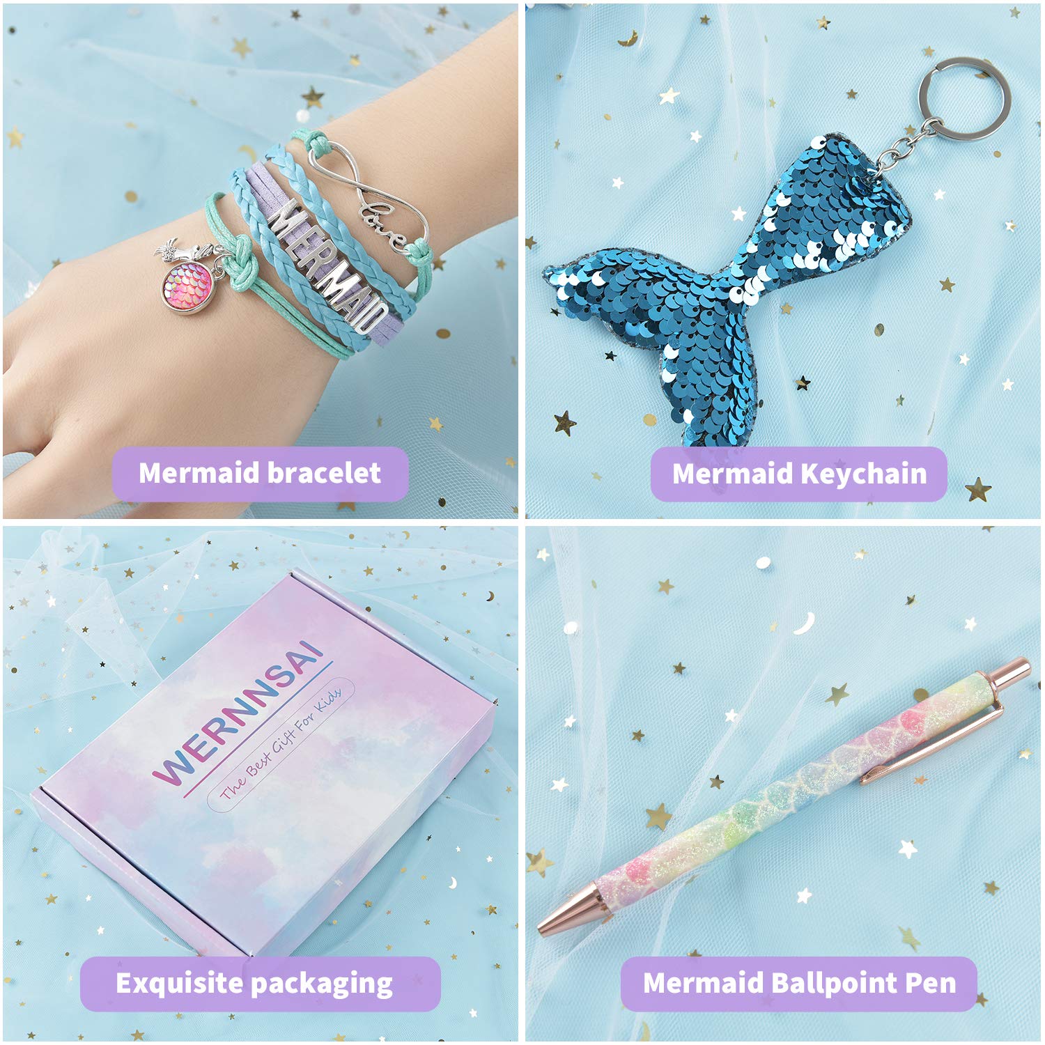 WERNNSAI mermaid-scale pen included for smooth writing.
