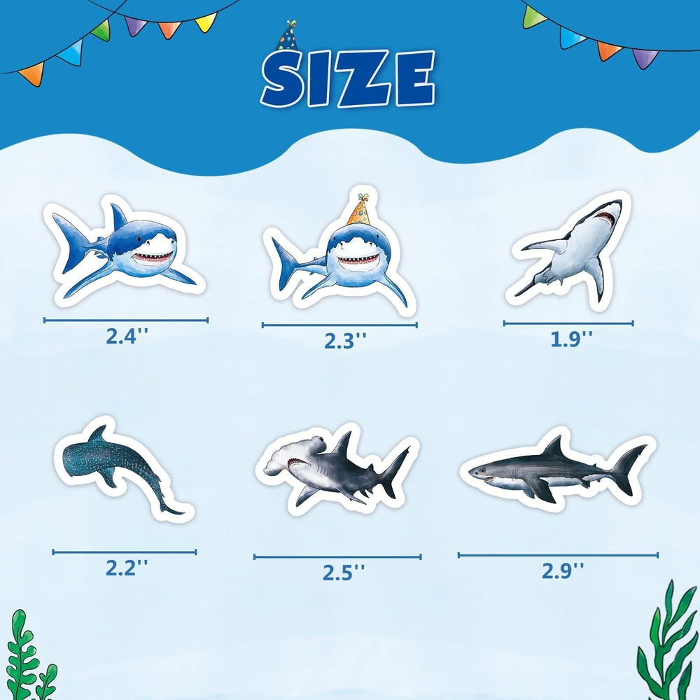 WERNNSAI shark cake toppers close-up showing vivid design details