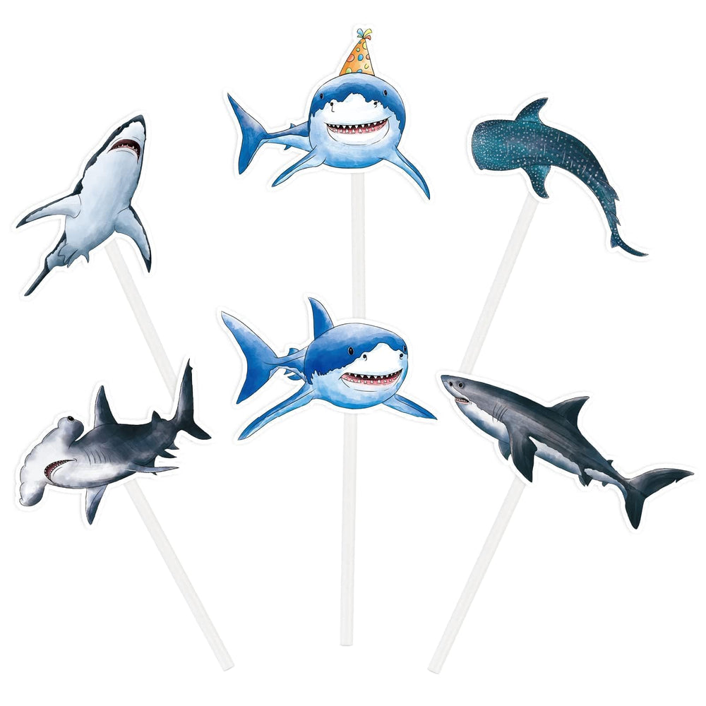 WERNNSAI shark cake toppers shape 1 ideal for ocean-themed birthdays