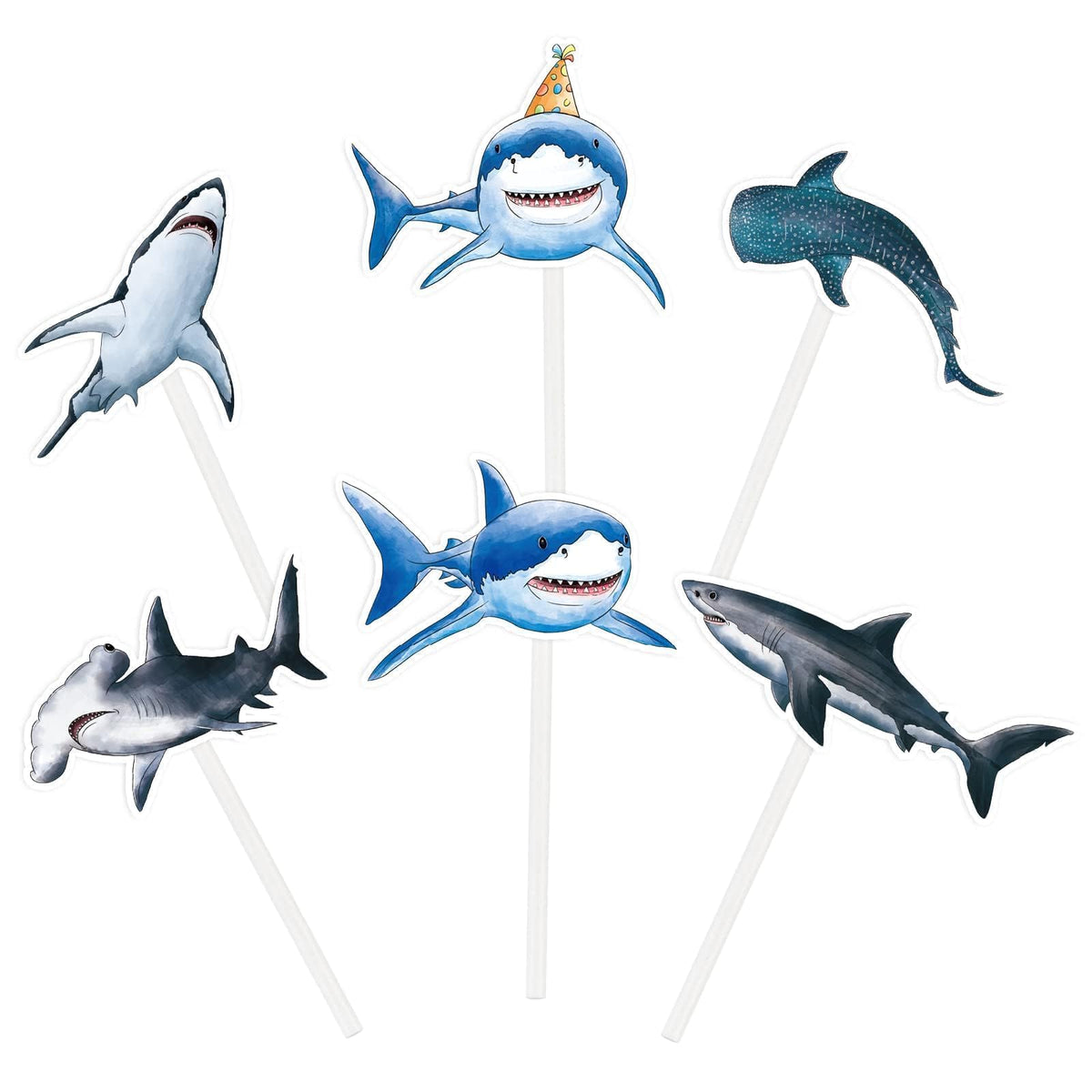 WERNNSAI shark cake toppers shape 1 ideal for ocean-themed birthdays