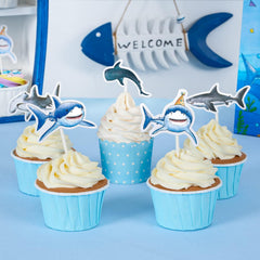 WERNNSAI shark cake toppers shape 2 adds playful flair to cupcakes