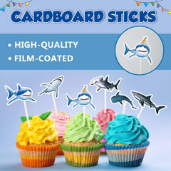 WERNNSAI shark cake toppers shape 3 with bold colors for desserts