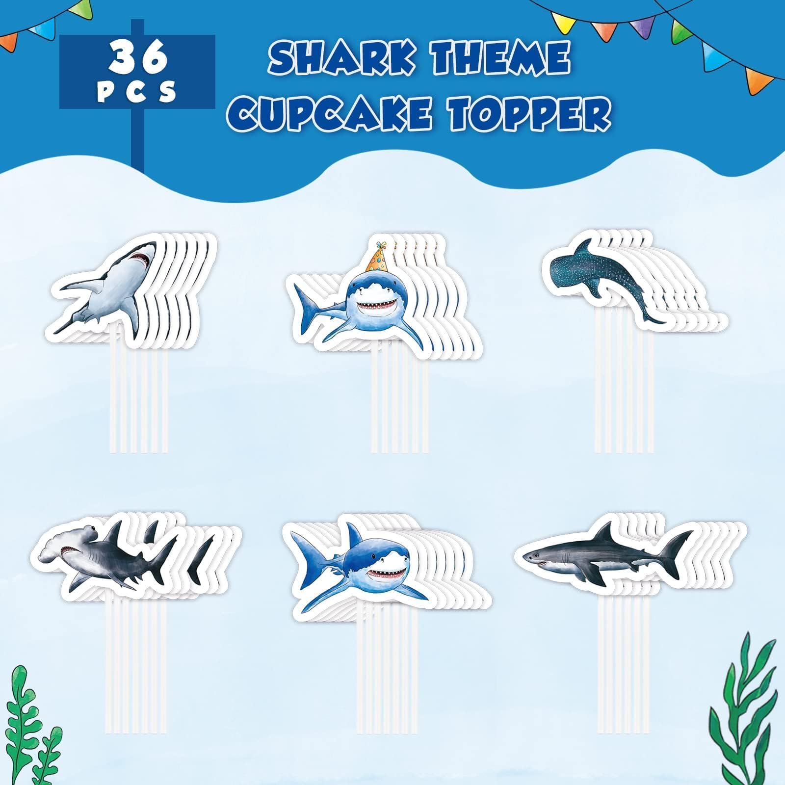 WERNNSAI shark cake toppers shape 4 perfect for under-the-sea party snacks