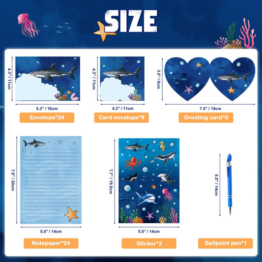 Shark-themed envelopes by WERNNSAI, perfect for party invitations and notes.