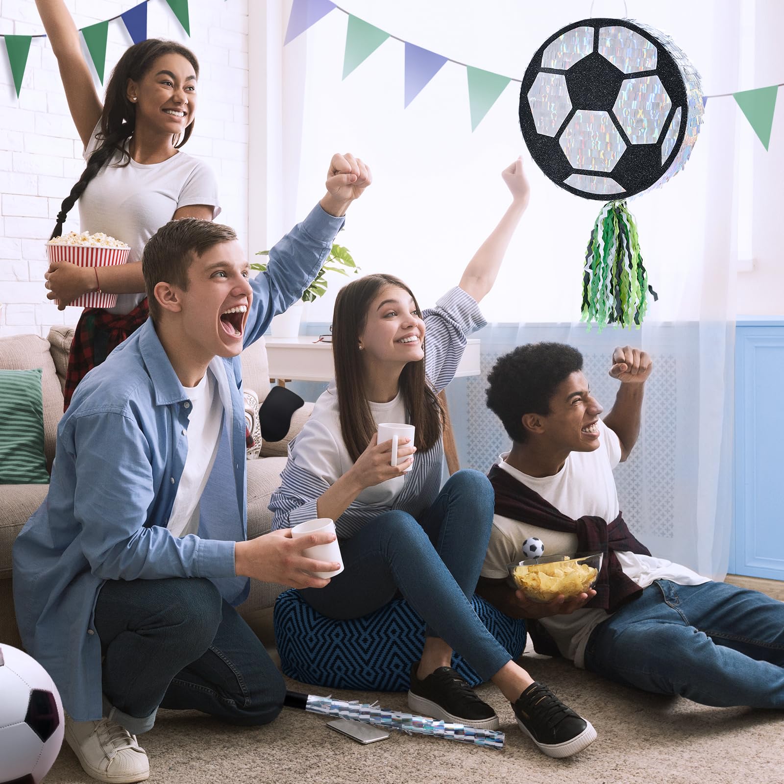 WERNNSAI pinata decoration setup enhances sports themed celebrations