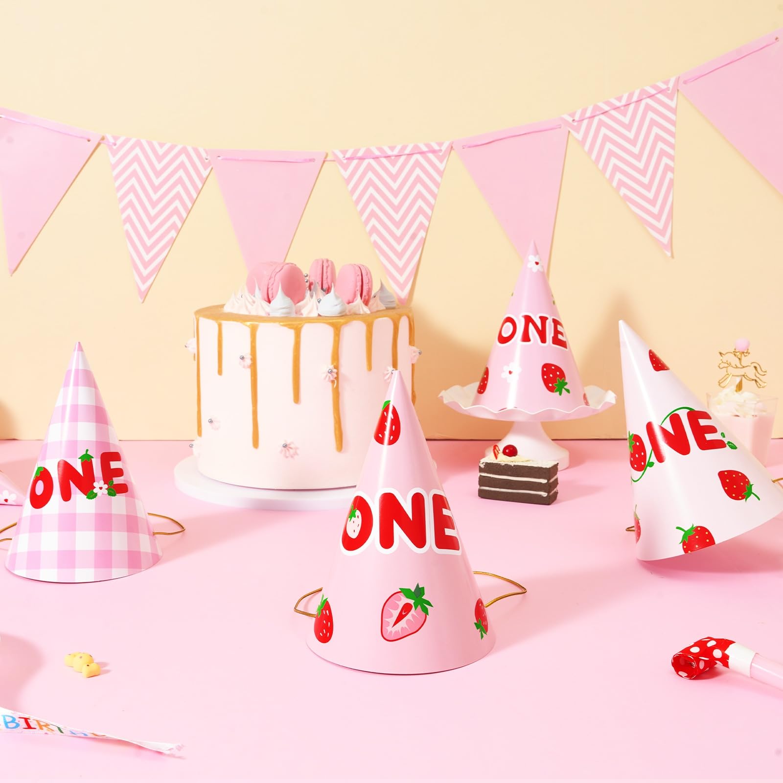 WERNNSAI strawberry pattern hats create charming party décor collections