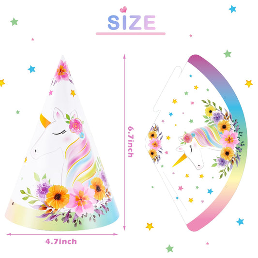 WERNNSAI unicorn party hat featuring bright floral accents for color-theme fun.