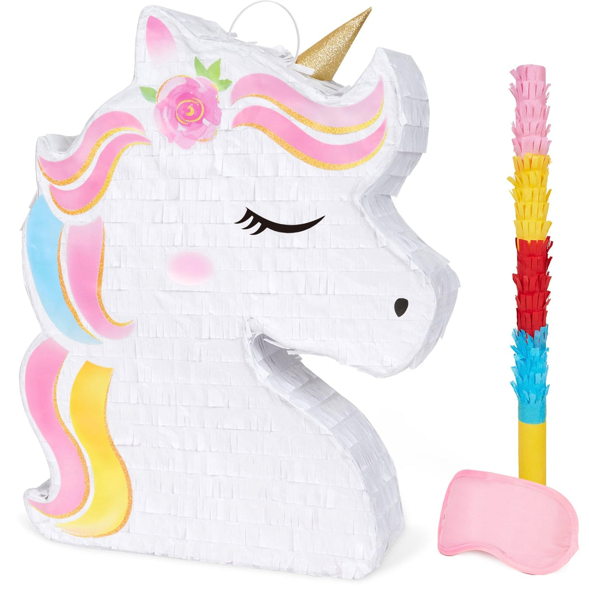 WERNNSAI Unicorn Piñata full view shows vibrant colors for a festive centerpiece