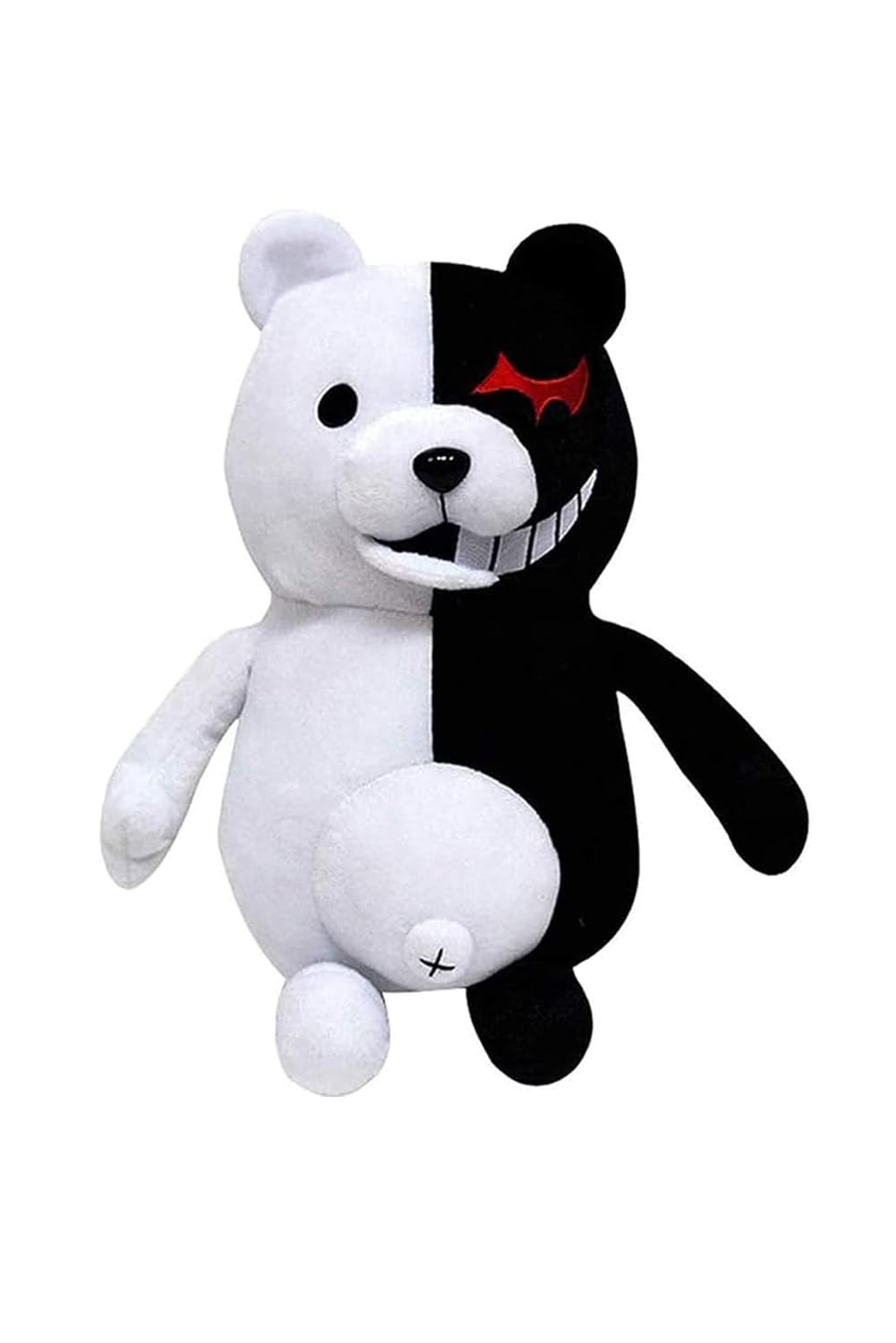 Werycos black and white bear plush, front view, soft and cuddly.