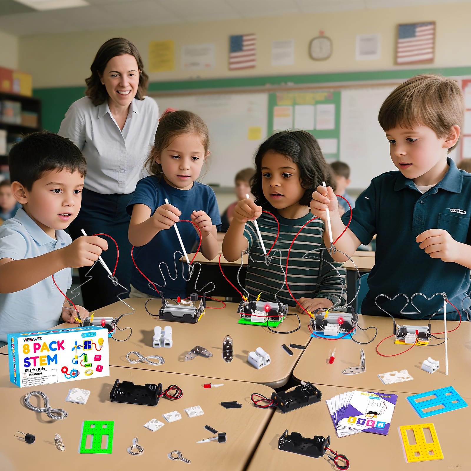 WESAYEE classroom-club use promotes teamwork through hands-on circuits and problem solving