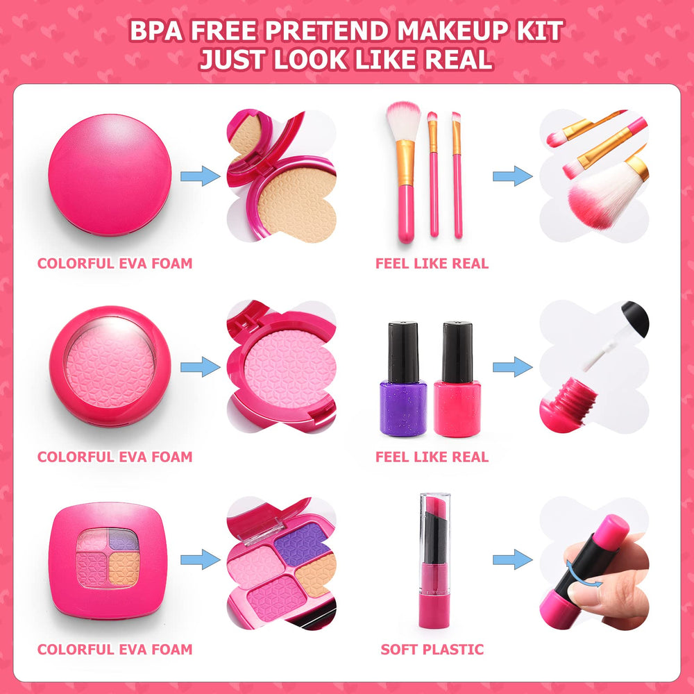 WESAYEE compact makeup set including blush and powder for pretend beauty routines.
