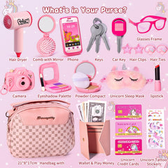 WESAYEE purse contents including wallet and accessories for organized pretend play