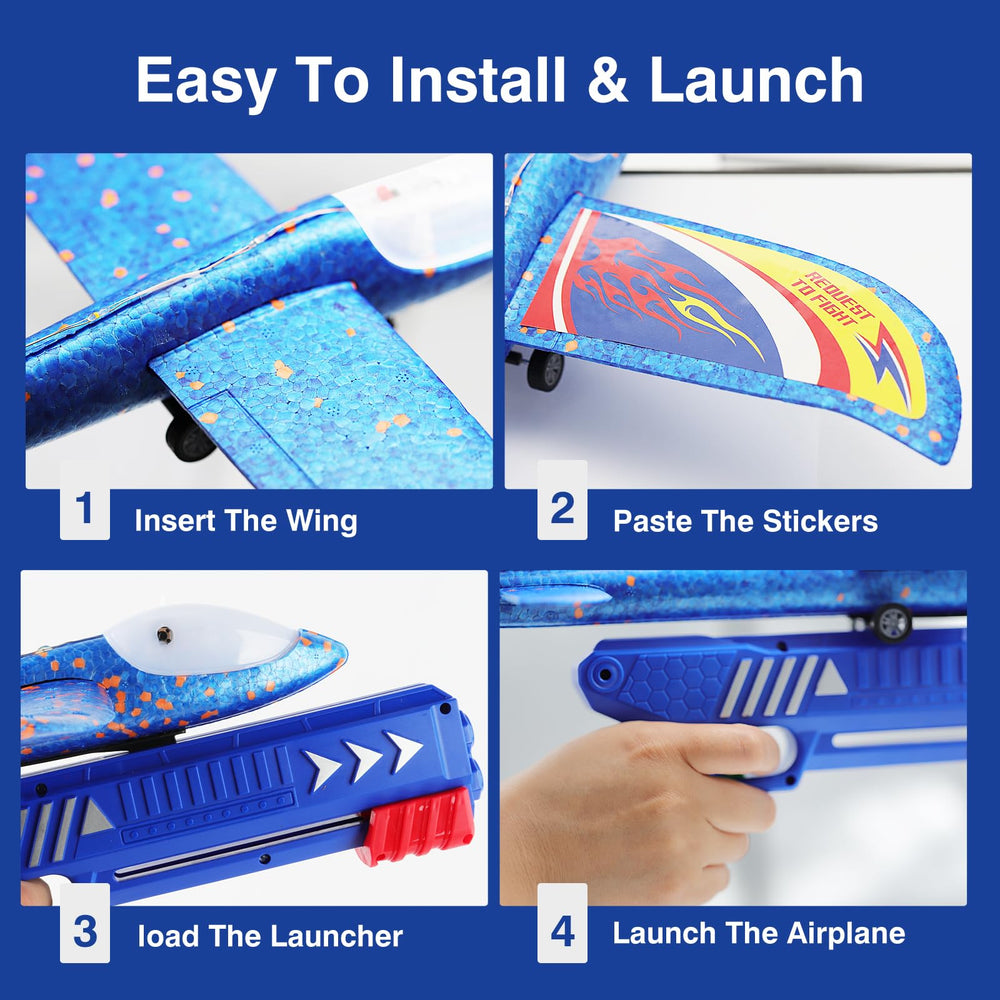 Wesfuner blue glider plane for backyard fun and coordination.