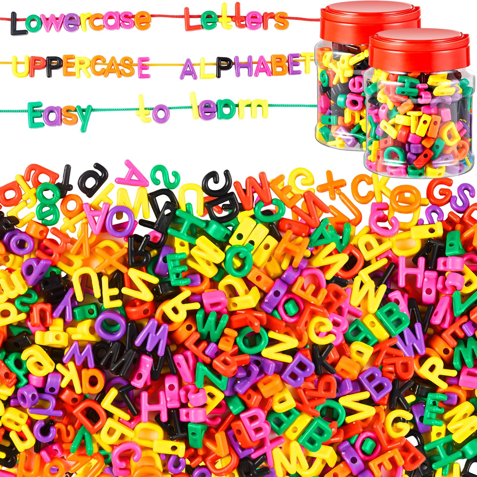 Wesiti 408-piece lacing letters beads for alphabet play and fine motor practice.