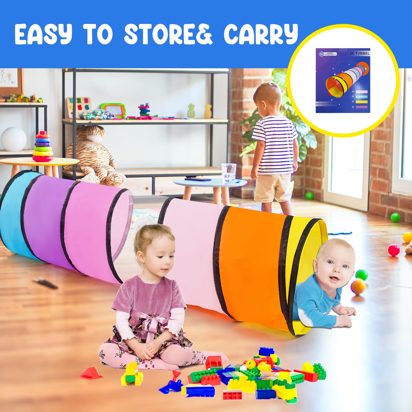 WESKMENS Toddler pink tunnel encourages crawling and imaginative play