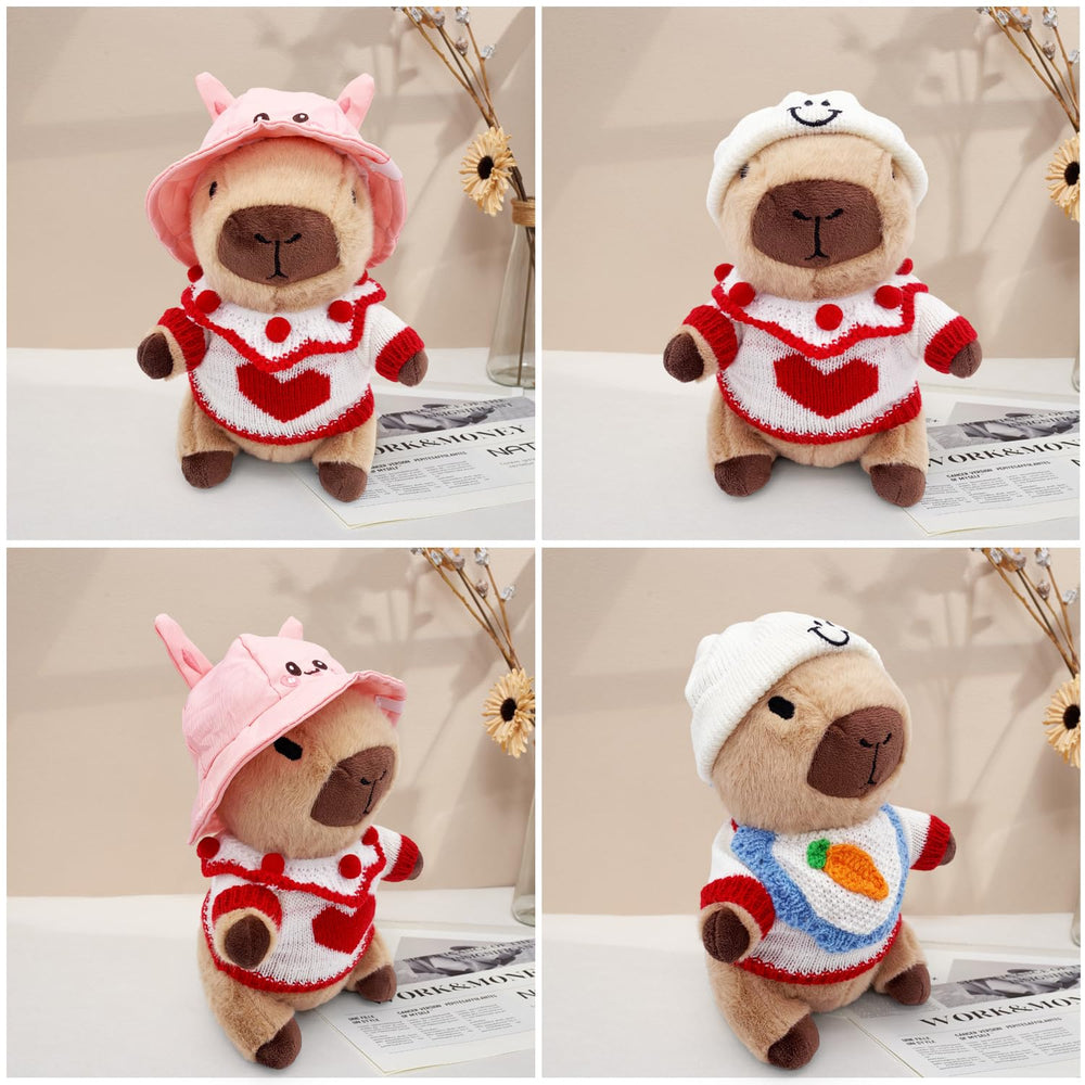 WESOPAN Capybara plush with rose flower and bunny hat gift charm