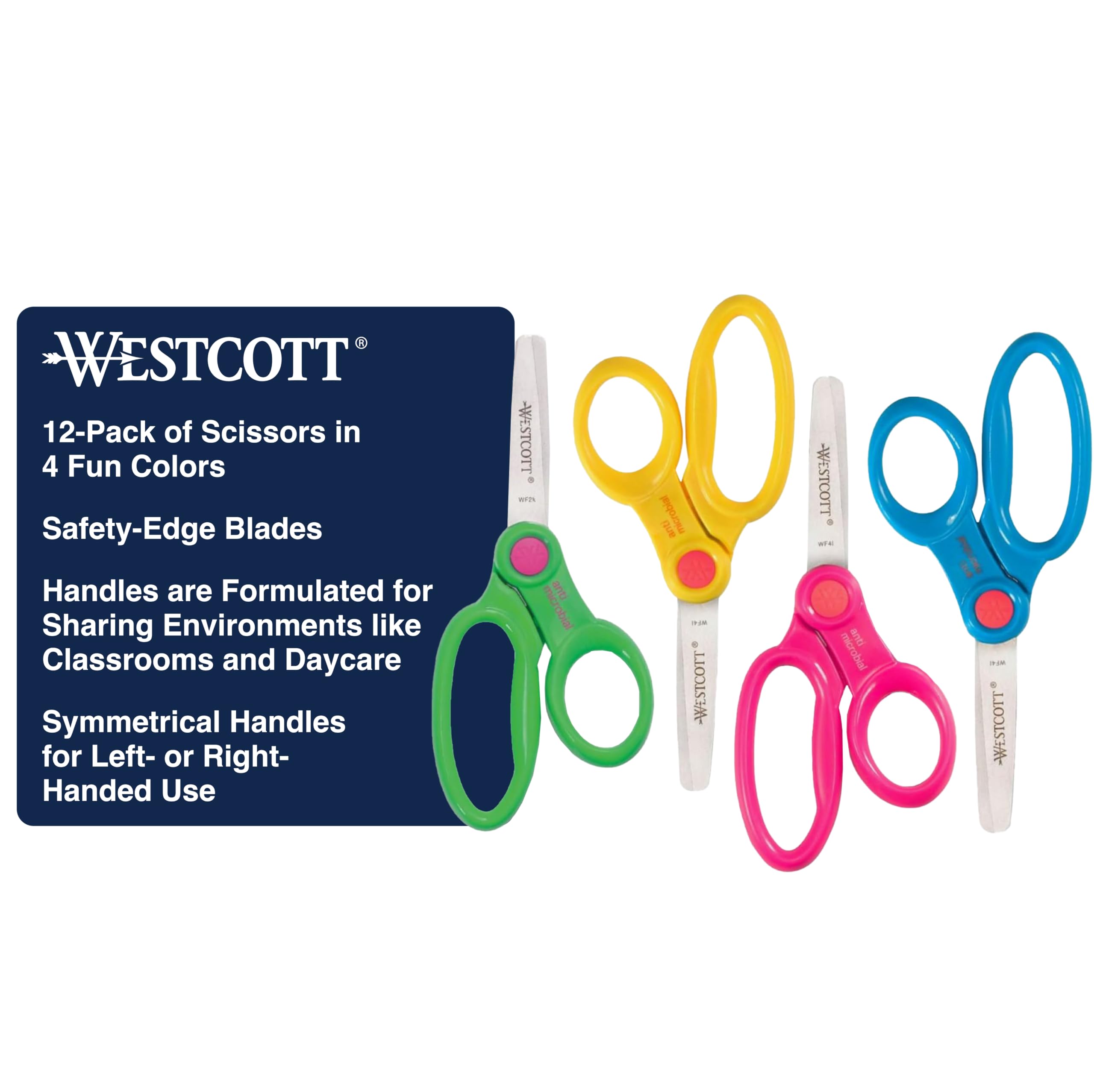 Westcott 14871 ambidextrous kids scissors with soft handles for comfortable crafting