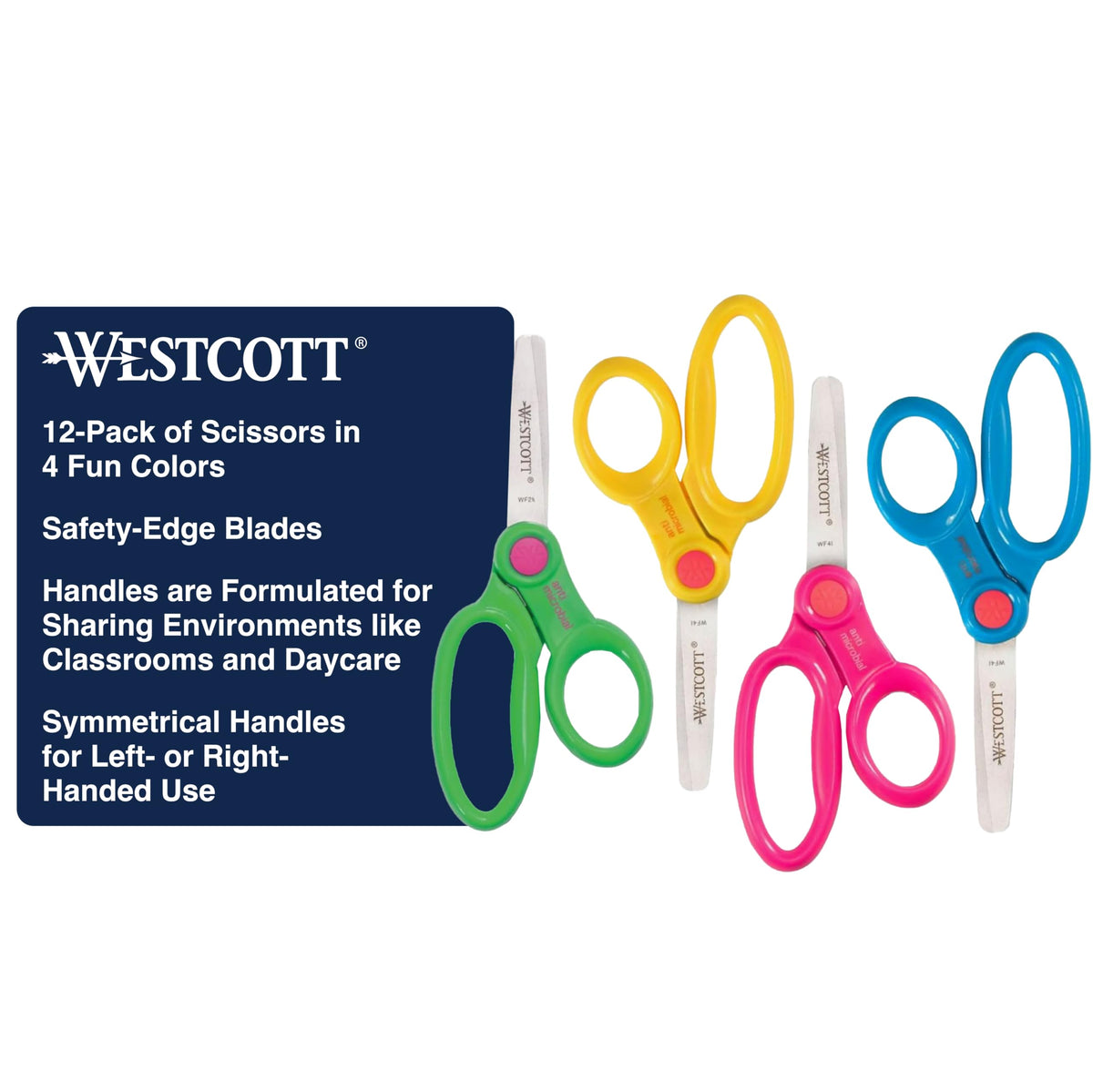 Westcott 14871 ambidextrous kids scissors with soft handles for comfortable crafting