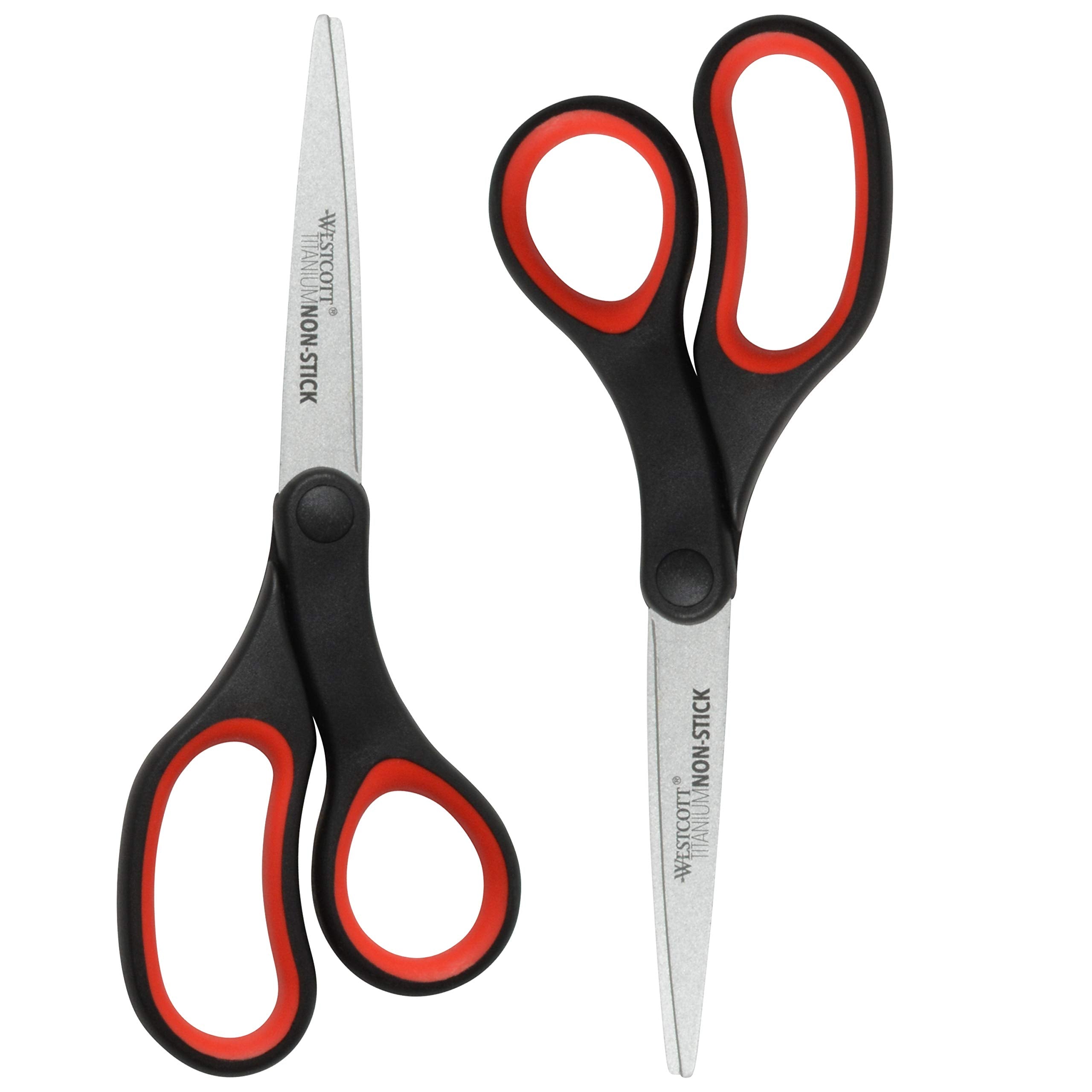 Westcott 8-Inch titanium-bonded non-stick scissors blades close-up showing durable non-stick coating