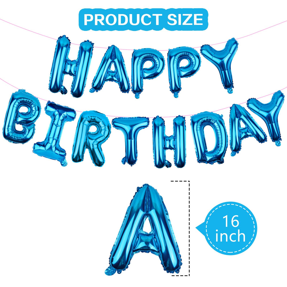 WESTGO foil letter balloons spell Happy Birthday in blue for celebrations