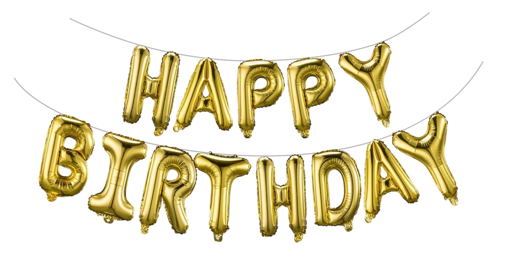WESTGO Gold Happy Birthday banner letters displayed prominently for a photo-ready backdrop