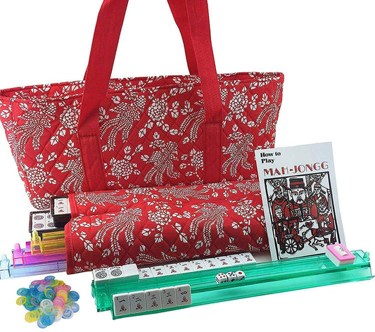 Westinghouse 166-tile American Mahjong set with red phoenix tiles for stylish, durable game sessions.