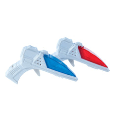 Westminster World's Smallest Space Guns light up with realistic light and sound for imaginative battles.