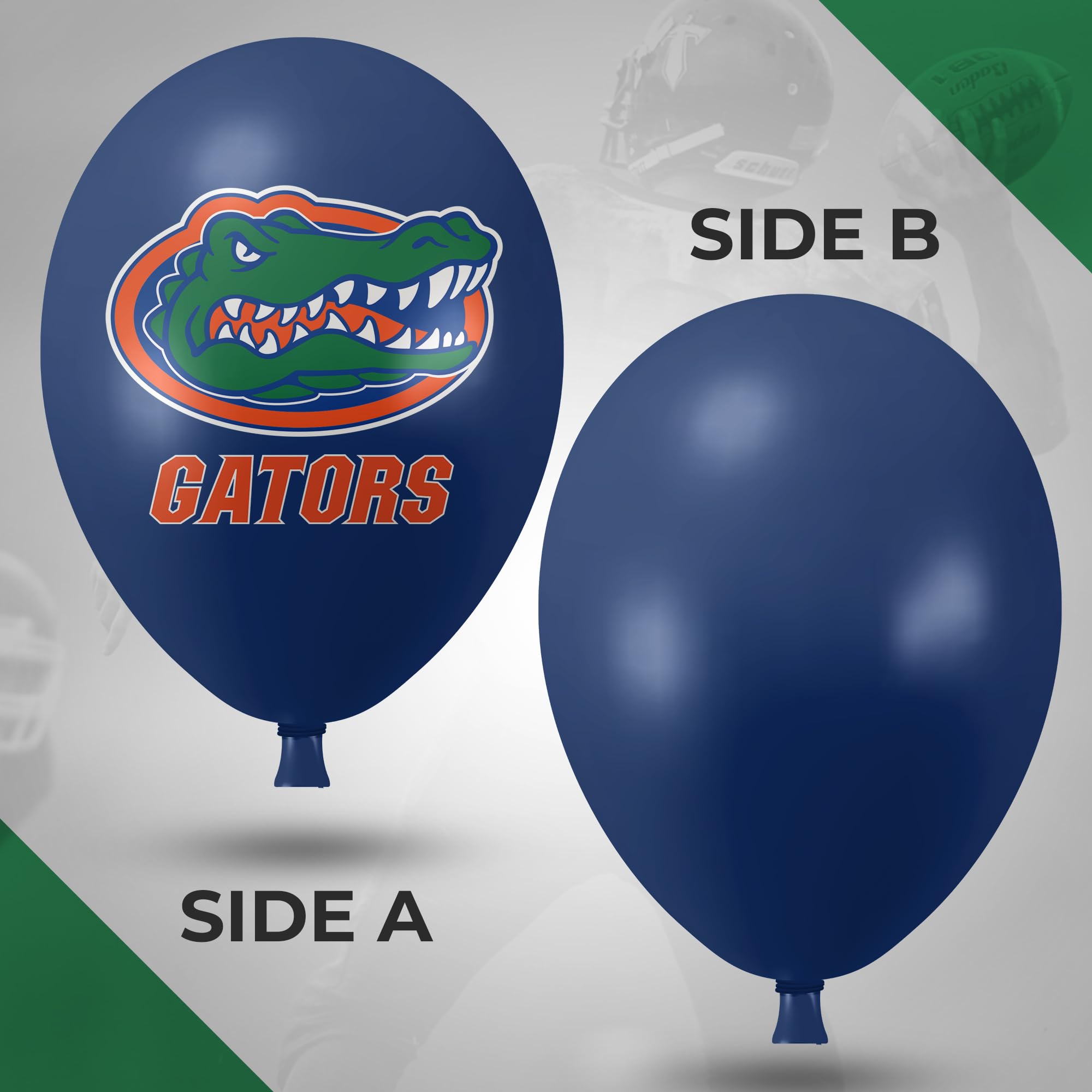 Westrick Florida Gators balloons show dual logos on side A for versatile display.