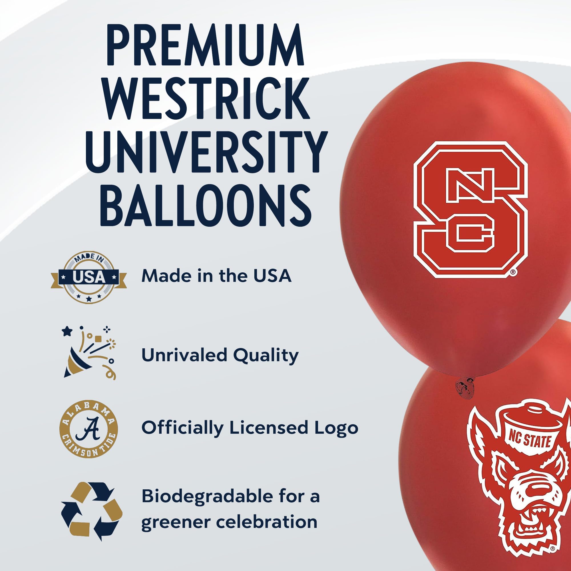 Westrick helium-quality balloons float longer for tailgates and celebrations.