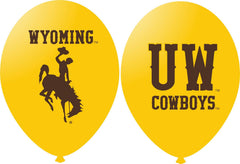 Westrick Wyoming Cowboys balloons with official logos on both sides for high-visibility team celebration