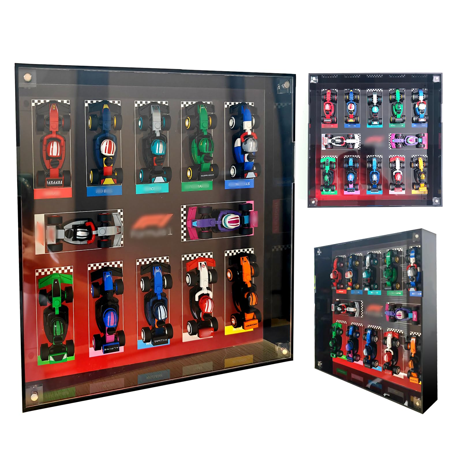 WETCEAOM Display Wallboard frame for Lego 71049 race cars on a compact wall mount