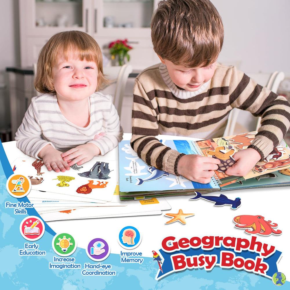 WethCorp Geography Busy Book world map page supports map skills and curiosity