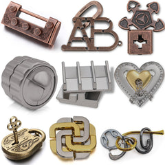 Wettarn 9-pcs metal brain teasers compact set for focus practice