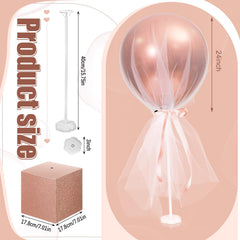 Wettarn balloon stand with tulle displays a coordinated decor focal point.
