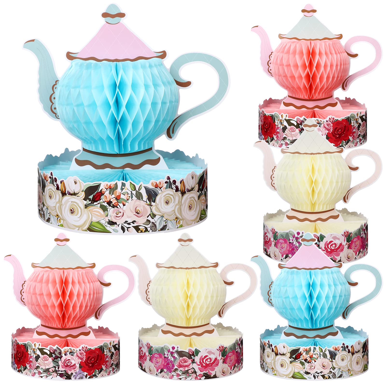 Wettarn floral teapot centerpiece pink on dessert table, vintage charm