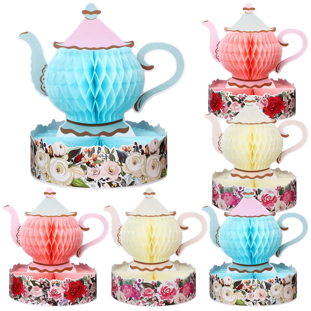 Wettarn floral teapot centerpiece pink on dessert table, vintage charm