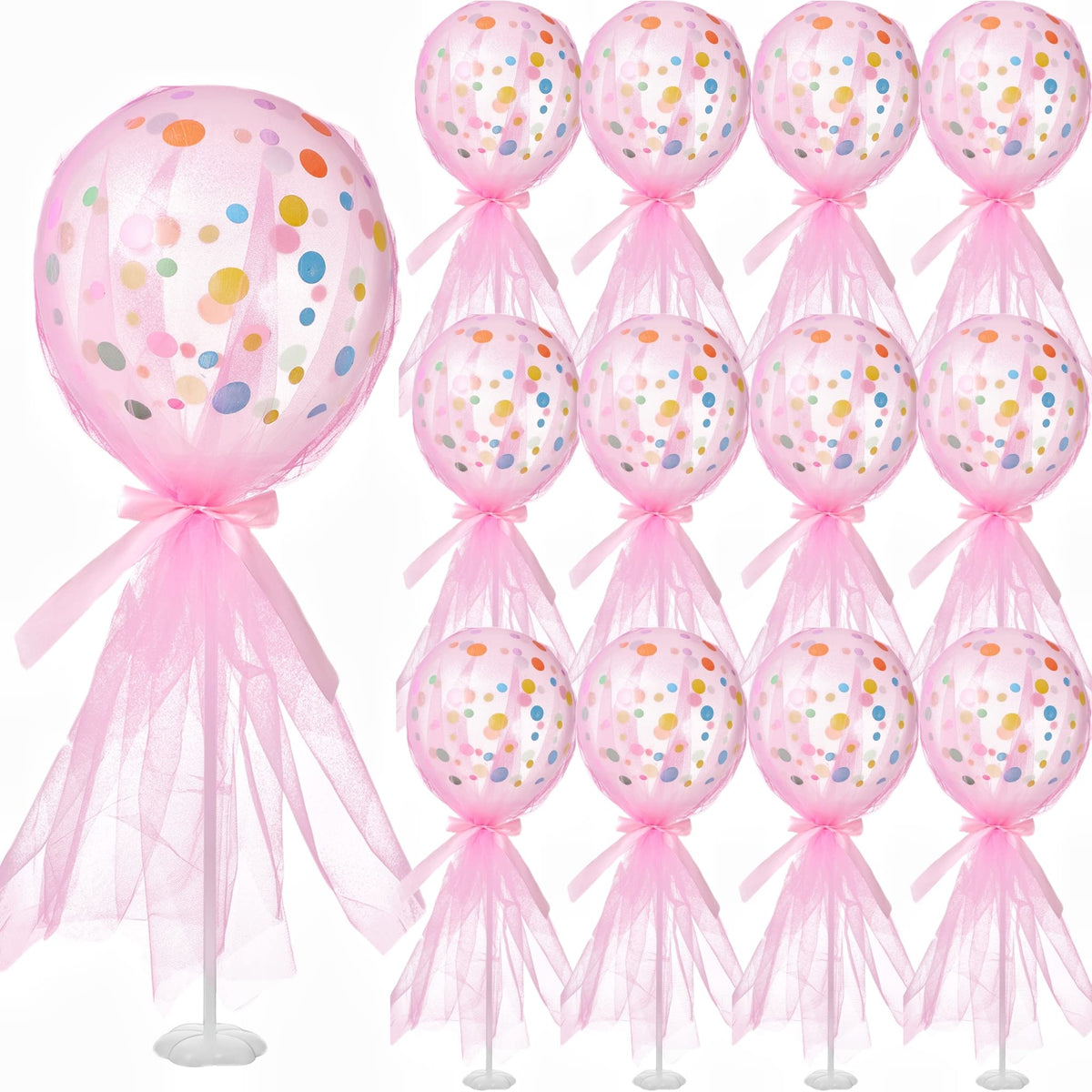 Wettarn pink polka dot balloons—eye-catching centerpiece for baby showers.