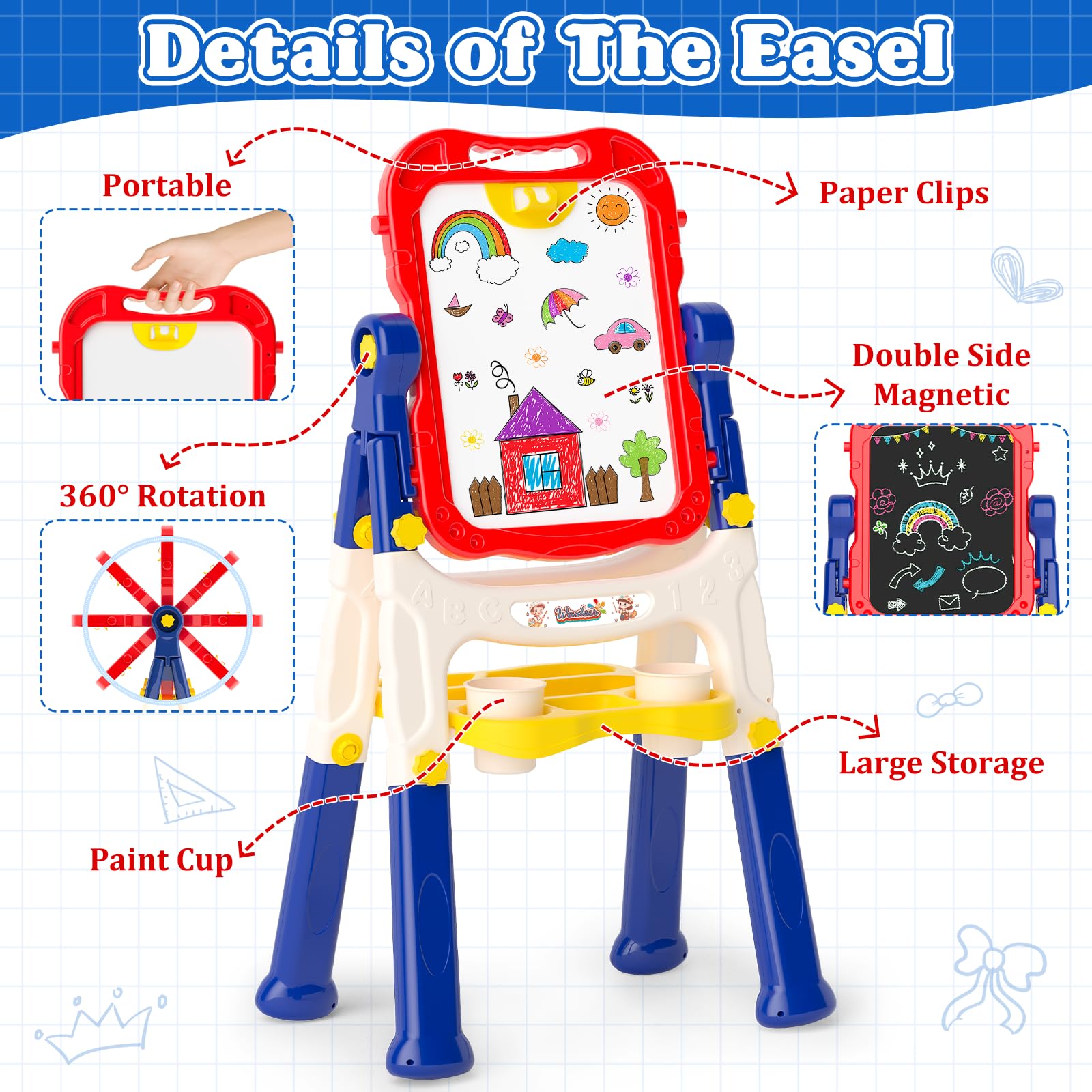 Weudear easel's magnetic buttons boost fine motor practice
